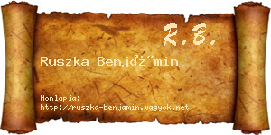 Ruszka Benjámin névjegykártya